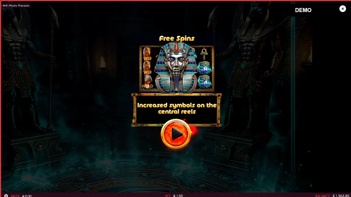 Tampilan visual slot Mystic Pharaoh dengan tema Mesir Kuno dan simbol firaun